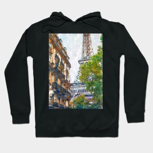 Vintage Parisian Building & Eiffel Tower. For Eifferl Tower & Paris Lovers. Hoodie